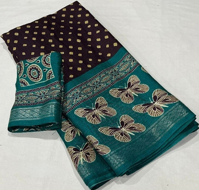 SVPrints Printed, Woven, Temple Border Bollywood Georgette Saree(Purple)
