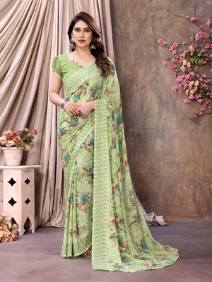Moda Rapido Floral Print Daily Wear Georgette Saree(Multicolor)