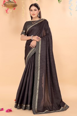 Suali Solid/Plain Bollywood Art Silk Saree(Black)