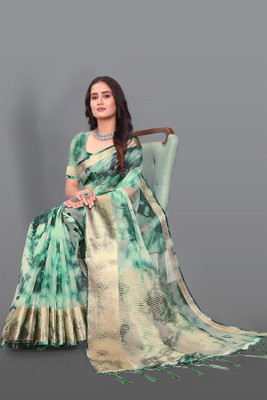 Aarunika LGF Woven Bollywood Organza Saree(Green)