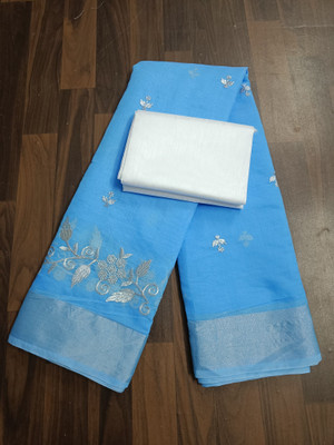 valida Embroidered Chanderi Chanderi Saree(Blue)