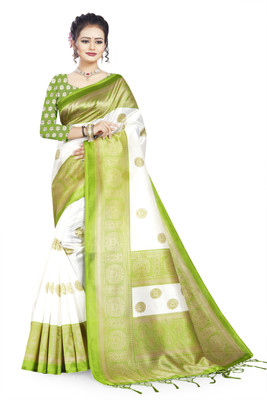 VCREATION Printed Bollywood Art Silk Saree(Green)