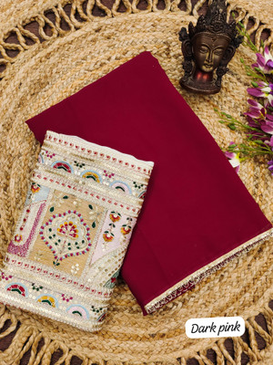 GOLDOLL FAB Embroidered Bollywood Georgette Saree(Maroon)