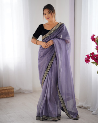 Divastri Embroidered Bollywood Net Saree(Purple)