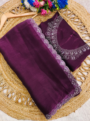 ZOYAL ENTERPRISE Self Design Bollywood Jimmy choo Saree(Purple)