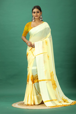 A V M PRINTS Self Design Bollywood Art Silk Saree(Mustard)