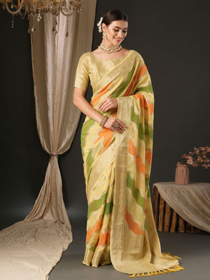 Divastri Woven Banarasi Georgette Saree(Yellow)