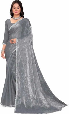 mahakal Self Design Bollywood Silk Blend, Georgette Saree(Grey)