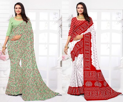 STYLEVEDA Paisley Daily Wear Georgette Saree(Pack of 2, Red, Green)