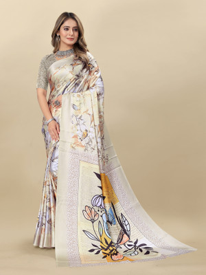 Divastri Printed Bollywood Satin Saree(Multicolor)