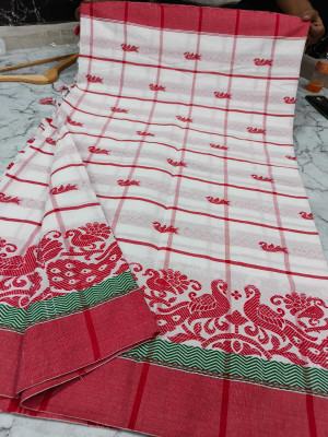 LYANNA Printed Assam Silk Handloom Cotton Silk Saree(Multicolor)