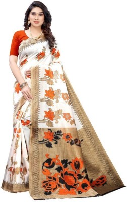 Saadhvi Printed Kalamkari Art Silk Saree(Orange)