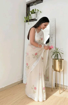 LYANNA Woven Bollywood Handloom Tussar Silk Saree(Cream)