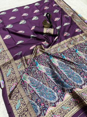 HB VENTURE Striped Banarasi Silk Blend Saree(Multicolor)