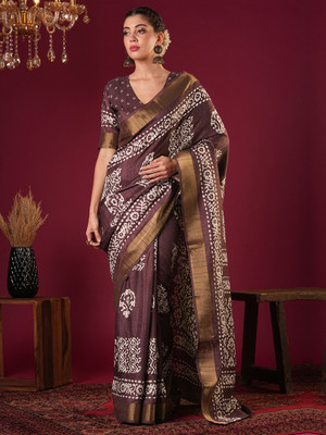 ANOUK Printed Chinnalapattu Silk Blend Saree(Maroon)