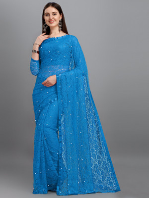 LOROFY Self Design Bollywood Net Saree(Multicolor)