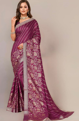 Saisha Collection Striped, Woven Bollywood Art Silk Saree(Purple)
