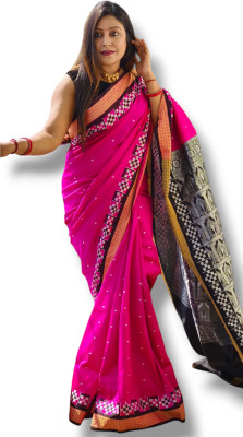 Nyra Temple Border Sambalpuri Art Silk Saree(Pink)