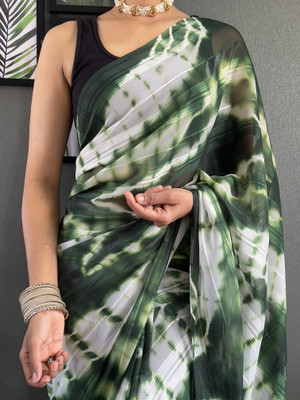 SICHYAH Tie-Dye Bollywood Georgette Saree(Green)
