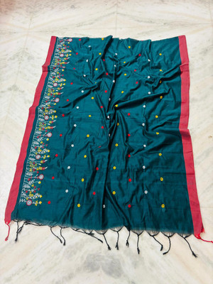 Sia Saree Bazaar Embroidered Handloom Pure Cotton Saree(Pink)