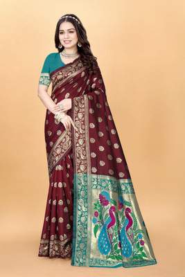 DHAYNAAND REEWA FASHION Floral Print Kalamkari Organza Saree(Maroon)