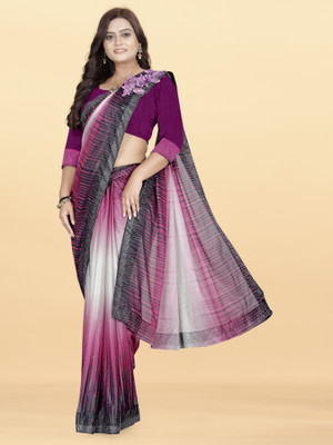 AAMONASTHA Digital Print, Self Design Leheria Lycra Blend Saree(Maroon)