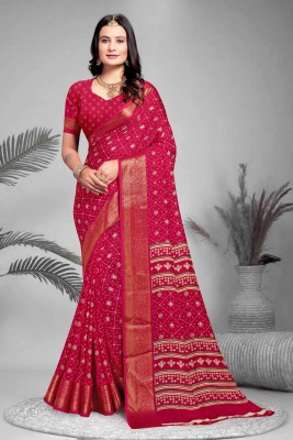 PinkEVE Woven Banarasi Chiffon, Jacquard Saree(Red)