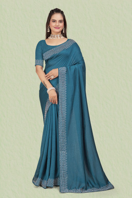 Aastikay Embellished, Solid/Plain Bollywood Georgette, Chiffon Saree(Multicolor)