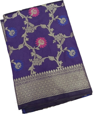 Haniya creation Woven Banarasi Polyester, Dupion Silk Saree(Purple)