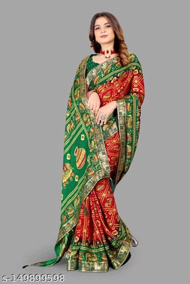 mahalaxmi fab Digital Print Bollywood Pure Silk Saree(Red, Green)