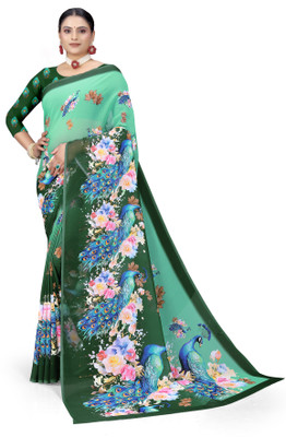AADIYOGI ENTERPRISE Digital Print Bollywood Georgette Saree(Green)
