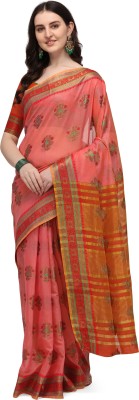 Divastri Woven, Printed Bollywood Cotton Silk Saree(Pink)