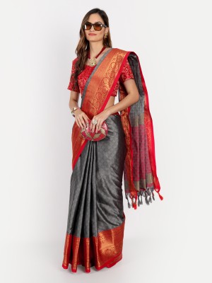 WINKLECART Self Design, Woven Mysore Cotton Silk Saree(Grey)