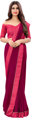 Rashiklal & Co. Dyed, Solid/Plain, Self Design Bollywood Cotton Silk Saree(Pink)