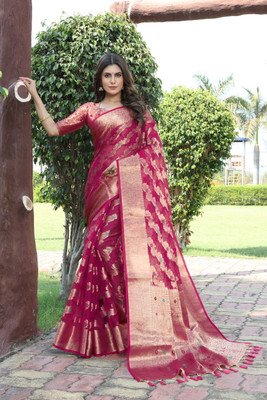 ANGOORI TEXTILES Self Design Banarasi Organza Saree(Multicolor)