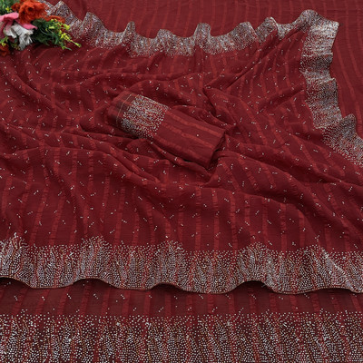 ZOYAL ENTERPRISE Embellished Bollywood Georgette Saree(Maroon)