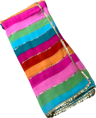 HouseOfCommon Striped Leheria Georgette Saree(Multicolor)
