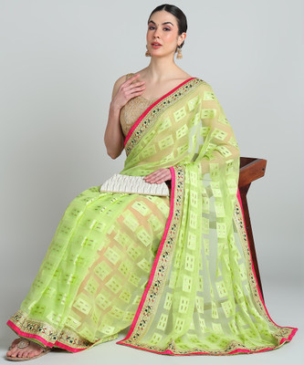 monoria Self Design Bollywood Brasso Saree(Light Green)