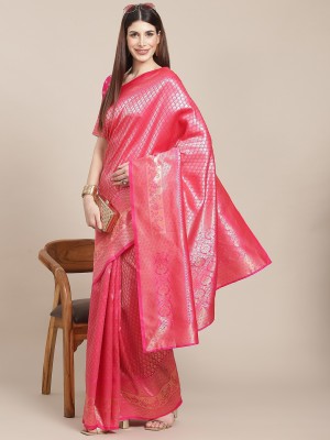 Varanga Woven Banarasi Silk Blend Saree(Pink)