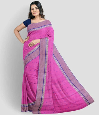 CommonHouseee Self Design Tant Pure Cotton Saree(Pink)