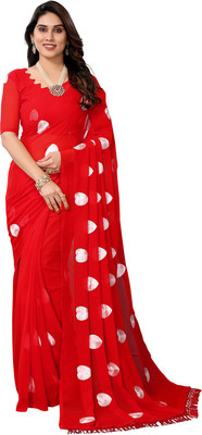 Moda Rapido Embroidered, Self Design Bollywood Chiffon Saree(Red)