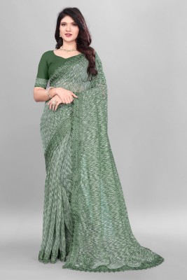 Aika Embellished Bollywood Lycra Blend Saree(Green)