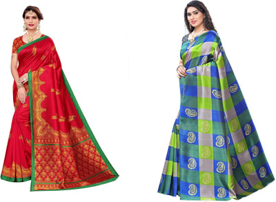 SVB Sarees Printed, Self Design Bollywood Art Silk Saree(Multicolor)