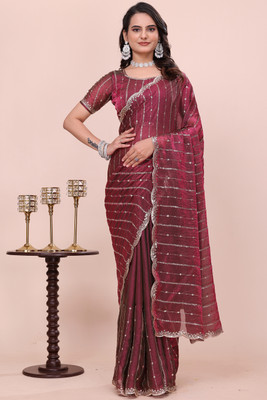 K 5 FASHION Embellished, Floral Print Bollywood Jimmy choo Saree(Pink)