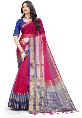 Aarunika MNT Solid/Plain Bollywood Organza Saree(Pink)