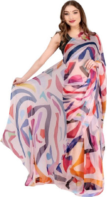 Digidrapes Floral Print Daily Wear Chiffon Saree(Multicolor)