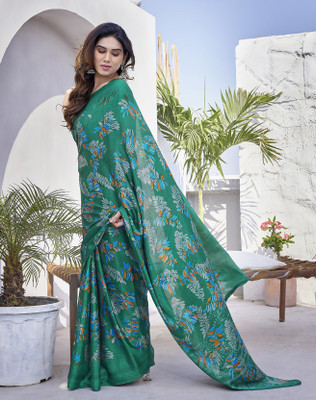 Kjs Digital Print Bollywood Chiffon Saree(Multicolor)