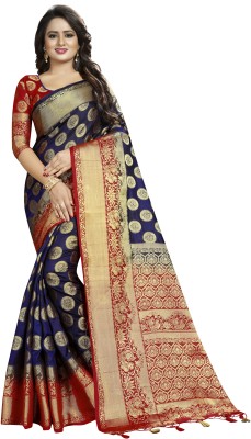 Saarah Self Design Kanjivaram Art Silk Saree(Blue)