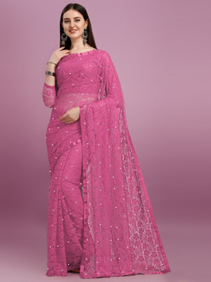 Croza Self Design Bollywood Net Saree(Multicolor)