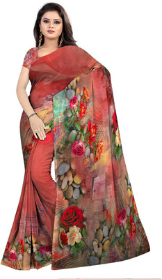 SCFO Floral Print Daily Wear Polyester Saree(Red)